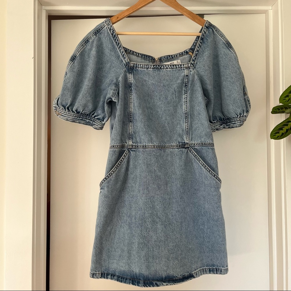 Mango denim jumper dress